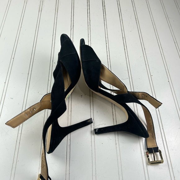 Michael Kors Black Suede Becky Open-Toe Slingback Heels Womenโs Size 9.5 - Picture 10 of 12